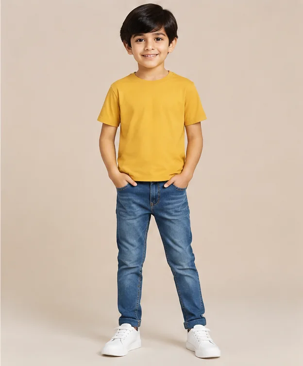 Boys Mustard Cotton Tee