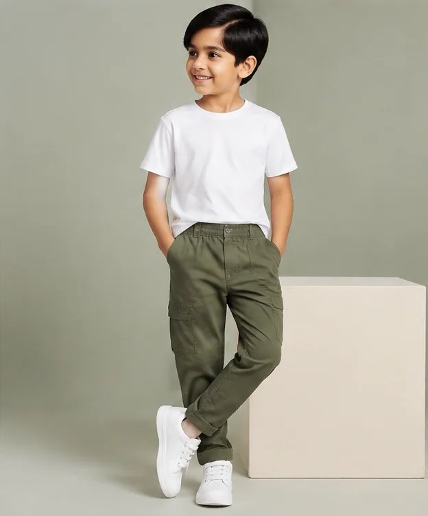 Boys Olive Casual Trousers