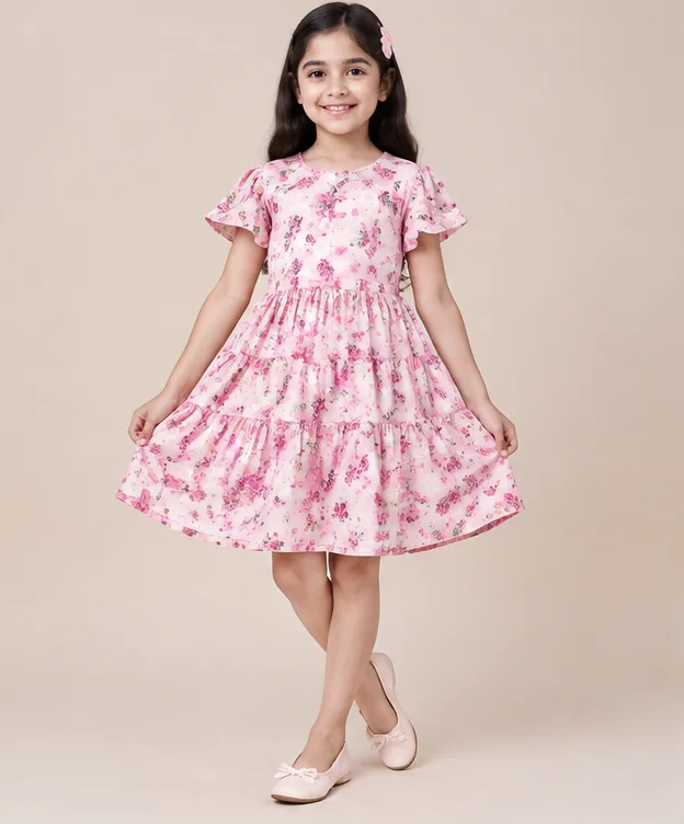 Girls Pink Floral Dress