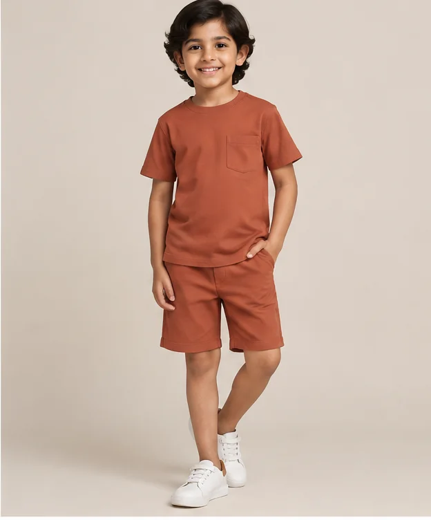 Boys Rust Tee & Shorts Set