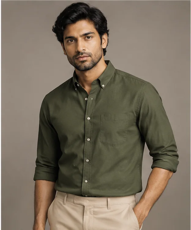 Olive Twill Button-Down