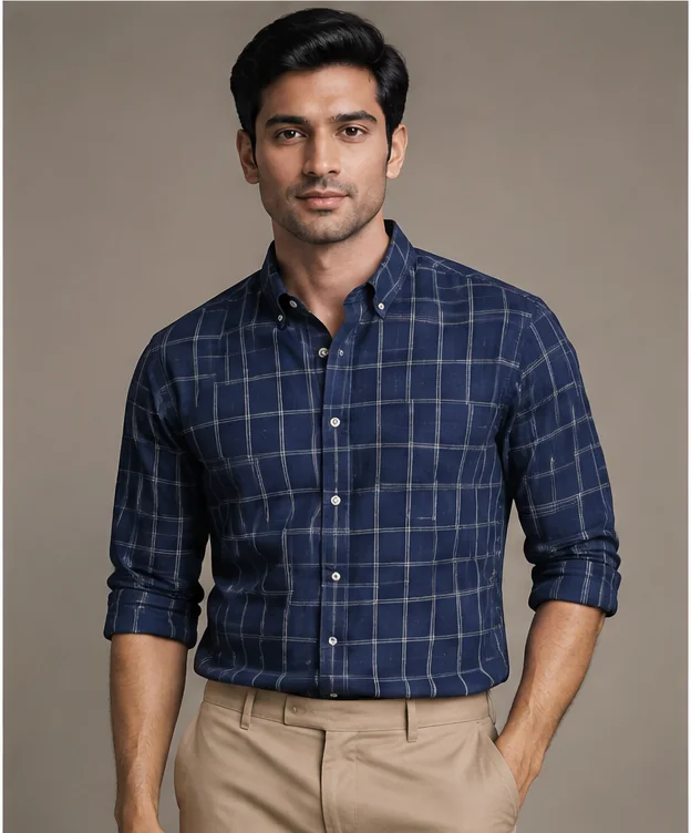 Navy Checked Shirt