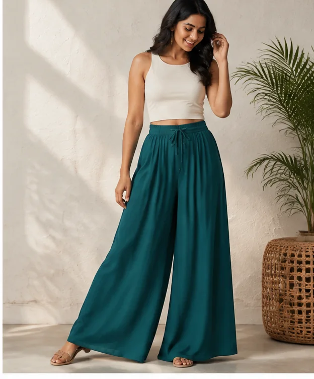 Teal Wide Leg Palazzo