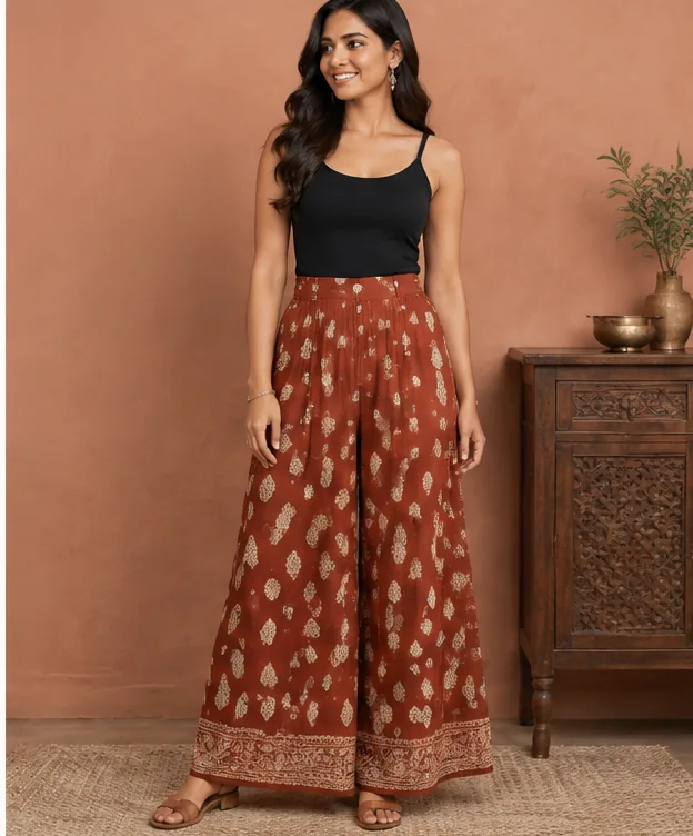 Rust Block Print Palazzo