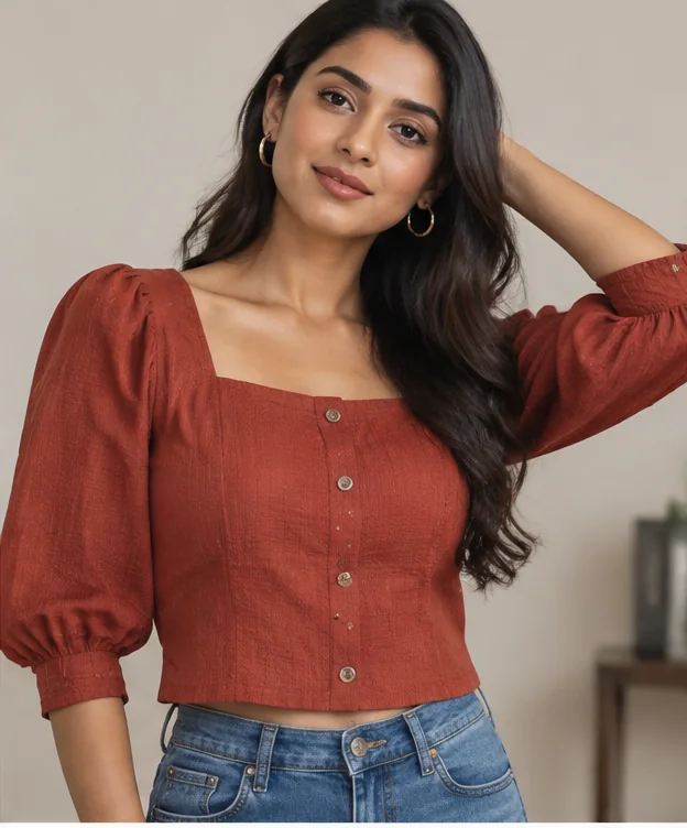 Rust Cotton Crop Top