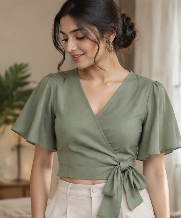Sage Wrap Top